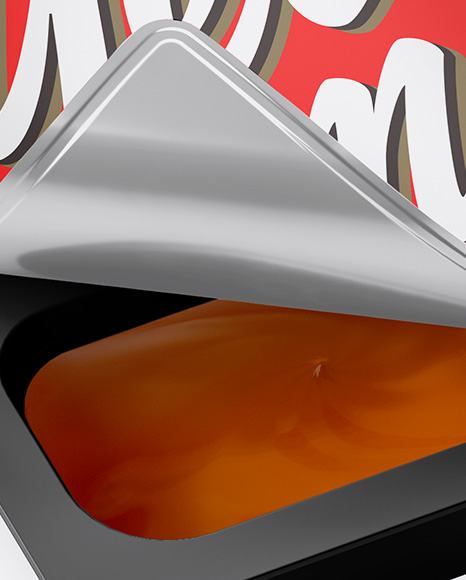 Metallic Plastic Container With Сaramel Mockup   Half Side View PSD #1