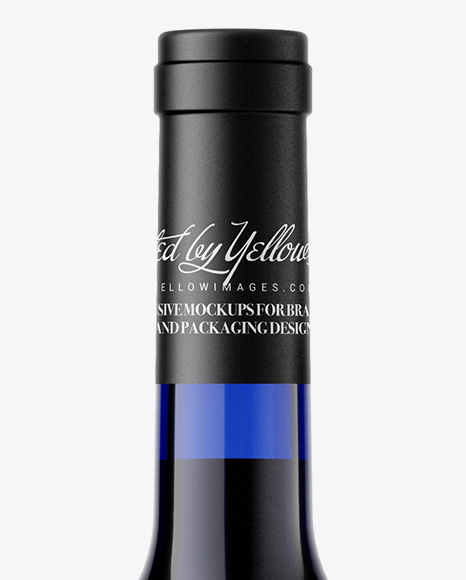 Blue Glass Red Wine Bottle Mockup