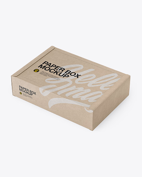 Download Kraft Box Mockup Half Side View High Angle Shot In Box Mockups On Yellow Images Object Mockups