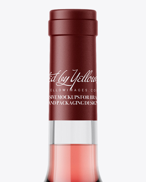 Clear Glass Bottle With Pink Wine Mockup PSD #2