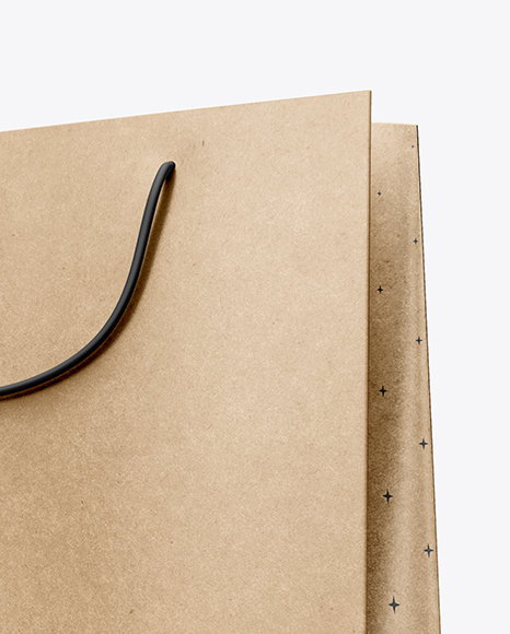 Kraft Paper Shopping Bag Mockup Half Side View Hero Shot In Bag Sack Mockups On Yellow Images Object Mockups