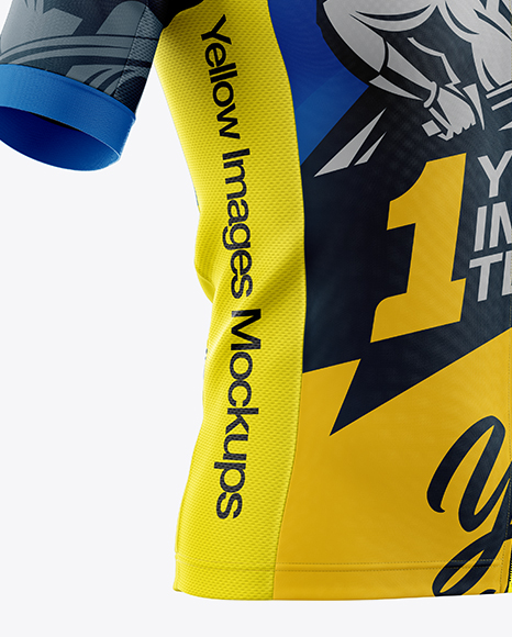 Men S Full Zip Cycling Jersey Mockup Half Side View In Apparel Mockups On Yellow Images Object Mockups