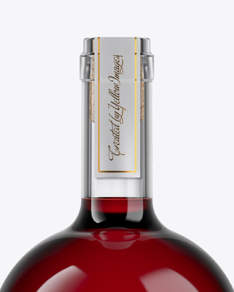Clear Glass Bottle with Red Drink Mockup Clear Glass Bottle with Red Drink Mockup