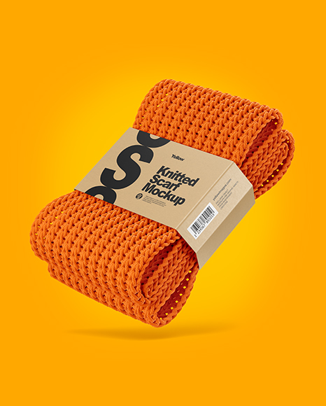 Download Knitted Scarf With Paper Label Mockup Half Side View In Apparel Mockups On Yellow Images Object Mockups PSD Mockup Templates