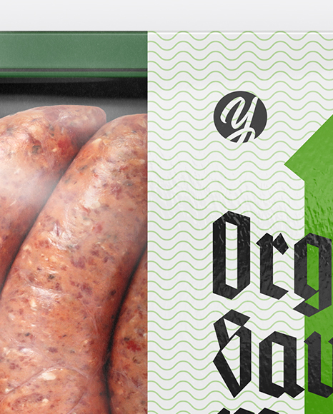 Plastic Tray With Sausages Mockup - Top View Plastic Tray With Sausages Mockup - Top View