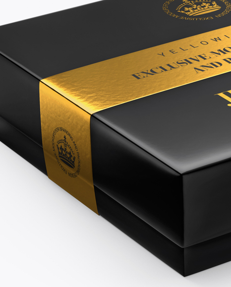 Glossy Box with Label Mockup   Half Side View (High Angle Shot) PSD #1