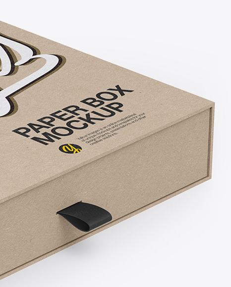 Download Kraft Slide Box Mockup Half Side View In Box Mockups On Yellow Images Object Mockups