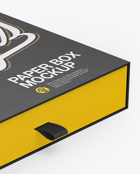 Download Paper Slide Box Mockup Half Side View In Box Mockups On Yellow Images Object Mockups PSD Mockup Templates