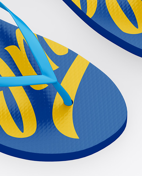 Flip Flops Mockup Half Side View High Angle Shot In Apparel Mockups On Yellow Images Object Mockups