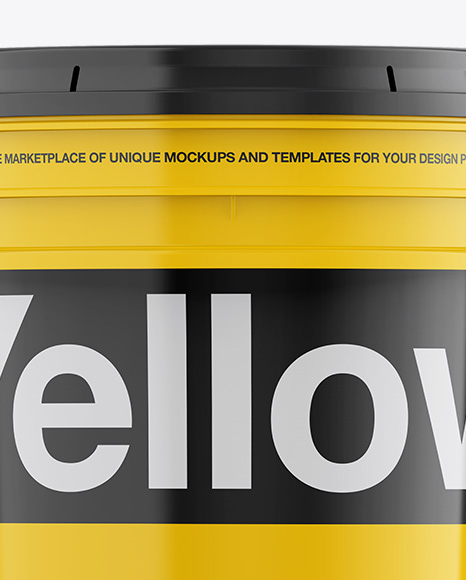 Download Glossy Plastic Bucket Mockup - Front View in Bucket & Pail Mockups on Yellow Images Object Mockups