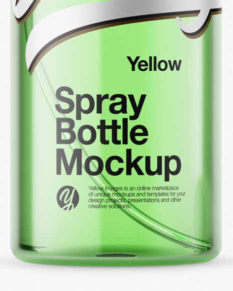 Opened Clear Spray Bottle with Green Liquid Mockup PSD #1