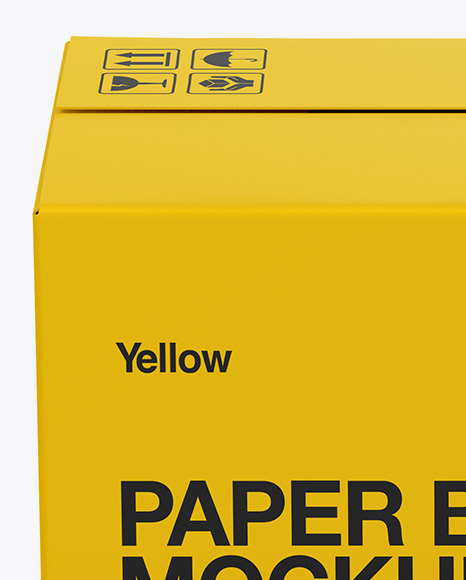 Download Paper Box Mockup - Front View (High-Angle Shot) in Box Mockups on Yellow Images Object Mockups