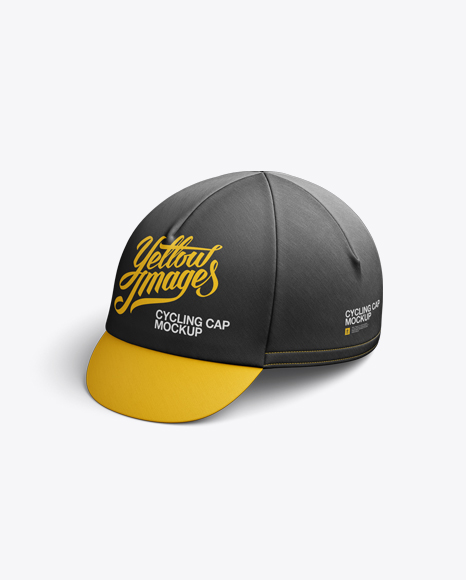 Cycling Cap Mockup - Halfside View in Apparel Mockups on Yellow Images Object Mockups