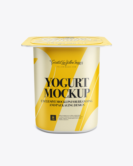 Download Yogurt Packaging Mockup In Pot Tub Mockups On Yellow Images Object Mockups