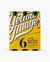 White Paper 6 Pack Amber Bottles Carrier Mockup on Yellow Images Object