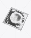 Square Metallic Condom Sachet - Halfside View on Yellow Images Object