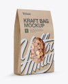 Kraft Stand-Up Pouch W/ Nuts Mockup - Half-Side View