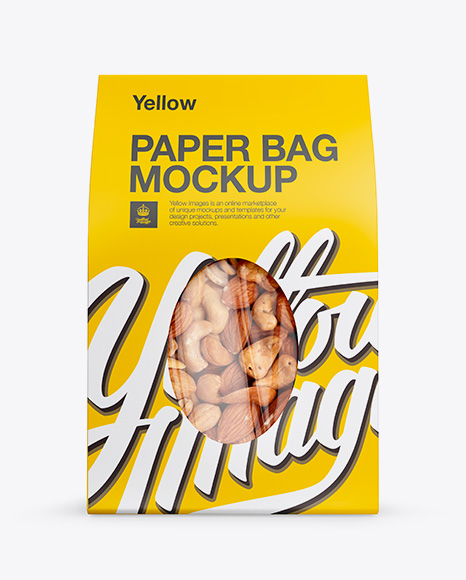 Download Paper Bag W/ Window Mockup - Front View in Pouch Mockups ...