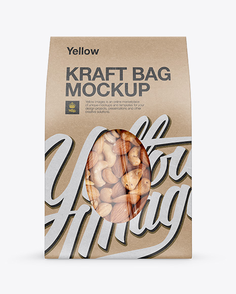 Download Kraft Stand Up Pouch W Nuts Mockup Front View In Pouch Mockups On Yellow Images Object Mockups Yellowimages Mockups