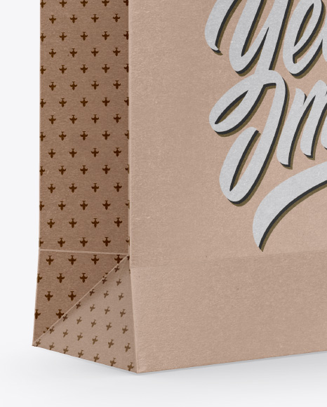 Kraft Bag with Raised Up Handles Mockup - Half Side View