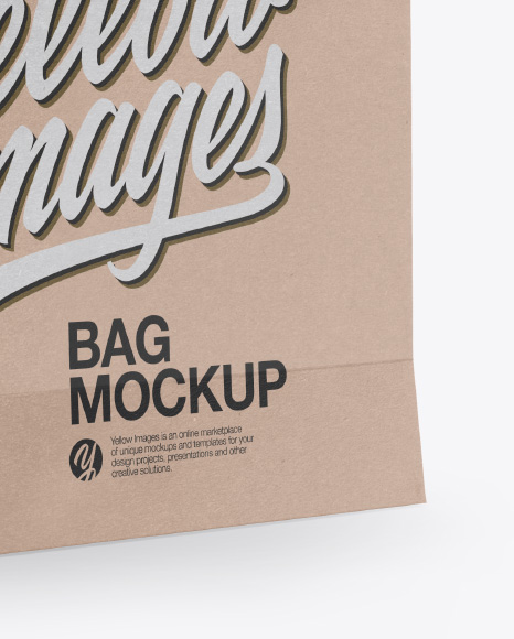 Download Kraft Bag With Raised Up Handles Mockup Half Side View In Bag Sack Mockups On Yellow Images Object Mockups