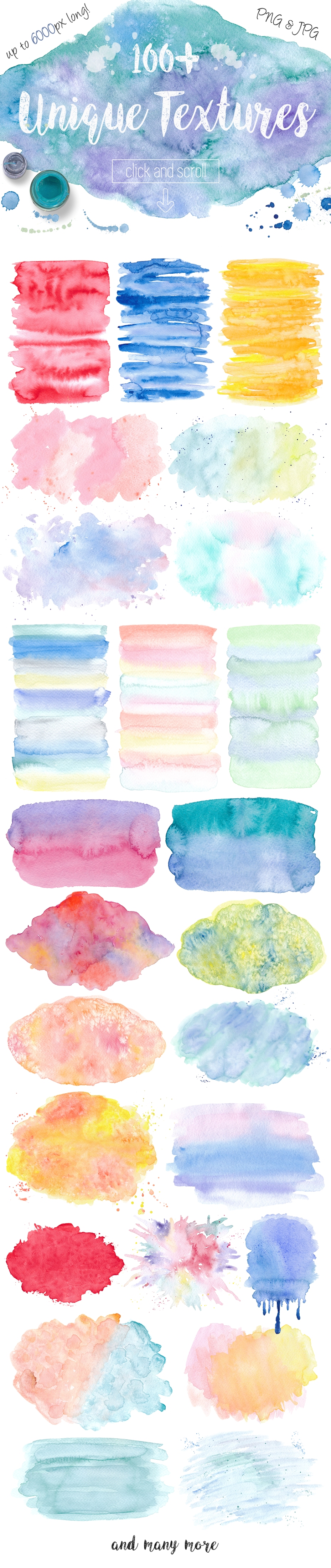 Watercolor Textures. Light & Bright on Yellow Images Creative Store