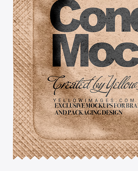 Kraft Paper Square Condom Packaging Mockup In Sachet Mockups On Yellow Images Object Mockups