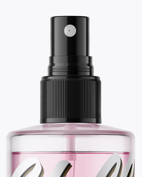 Opened Clear Spray Bottle with Pink Liquid Mockup PSD #2