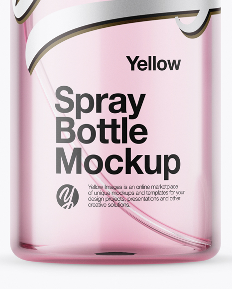 Opened Clear Spray Bottle with Pink Liquid Mockup PSD #1