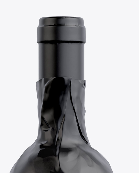 Wine Bottle in Glossy Paper Wrap Mockup PSD #4