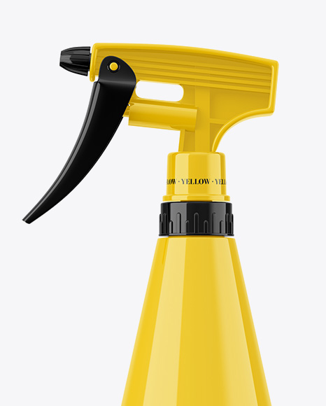 Glossy Hand Sprayer Bottle Mockup on Yellow Images Object Mockups