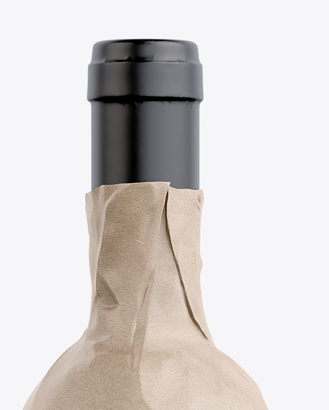 Wine Bottle in Kraft Paper Wrap PSD #1