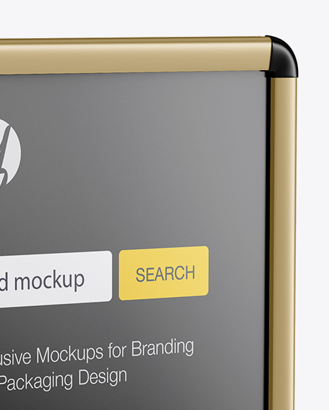 Metallic Pavement Stand Mockup   Half Side View PSD #1