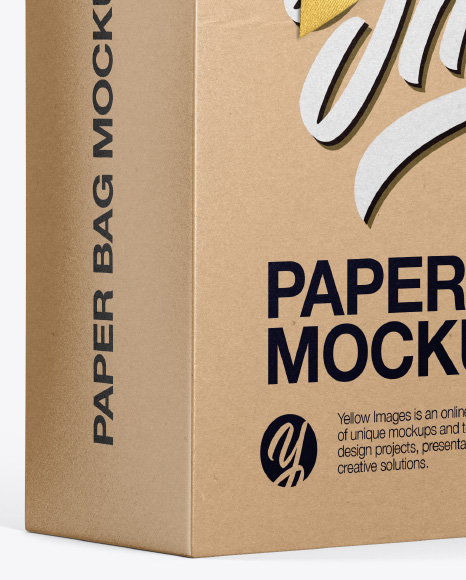 Kraft Paper Bag With Bow Mockup - Half Side View