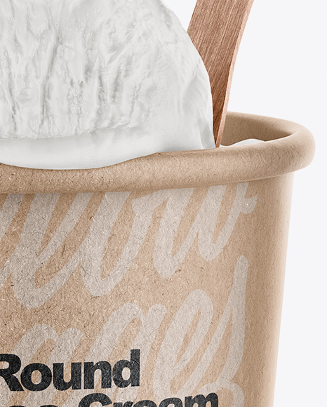 Kraft Ice Cream Cup Mockup Front View (High Angle Shot) PSD #4