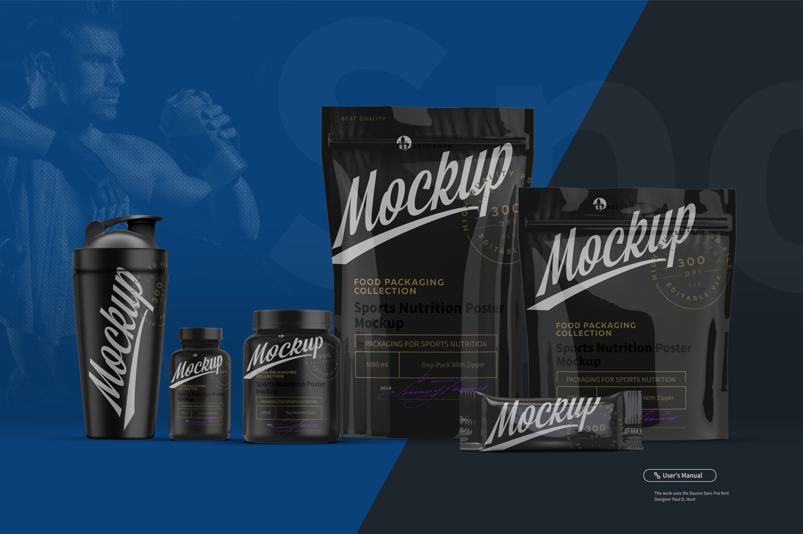 Download Sports Nutrition Poster Mock-Up in Packaging Mockups on Yellow Images Creative Store