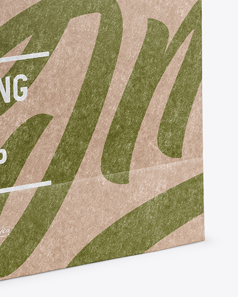 Kraft Paper Shopping Bag Mockup - Halfside View (High Angle Shot