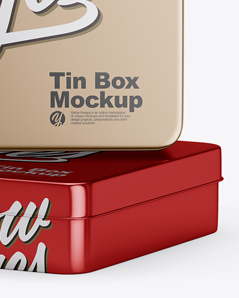 Download Two Metallic Tin Boxes Mockup In Box Mockups On Yellow Images Object Mockups PSD Mockup Templates