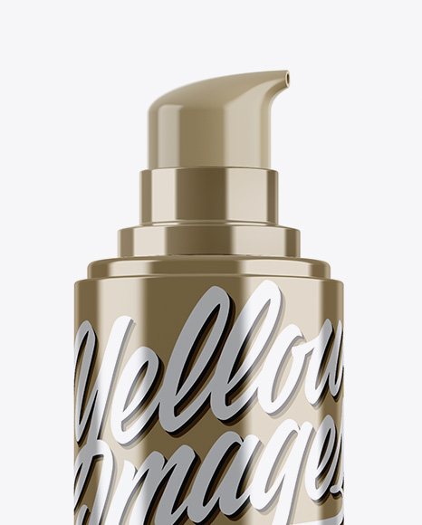 Metallic Cosmetic Bottle w  Pump Mockup PSD #1