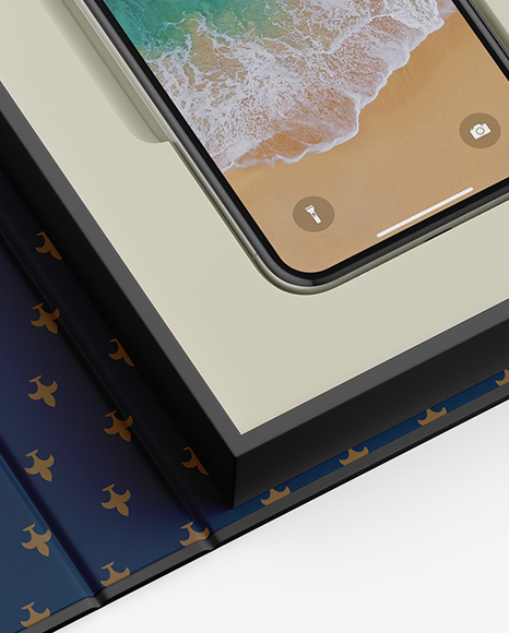 Matte Gift Box With Apple iPhone X Mockup   Half Side View PSD #3