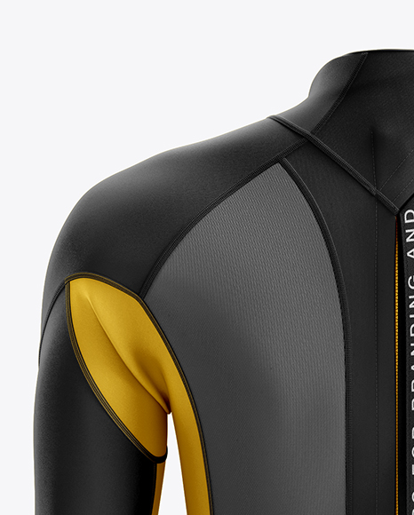 Men S Full Wetsuit Mockup Back View In Apparel Mockups On Yellow Images Object Mockups