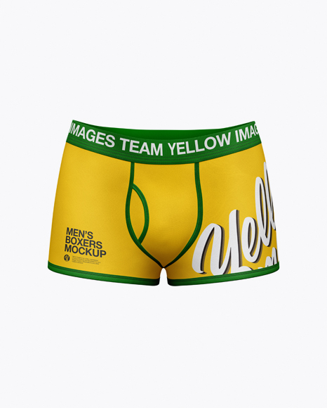 Men S Boxer Briefs Mockup Front View In Apparel Mockups On Yellow Images Object Mockups