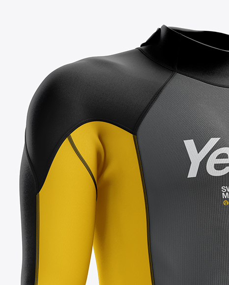 Download Men S Full Wetsuit Mockup Hero Shot In Apparel Mockups On Yellow Images Object Mockups