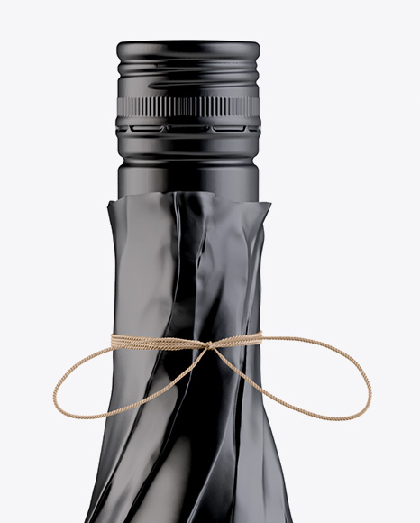 Wine Bottle in Glossy Paper Wrap  Mockup PSD #2