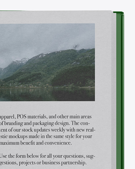 Opened Book W  Glossy Cover Mockup   Half Side View PSD #6