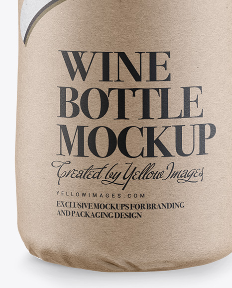 Download Wine Bottle In Kraft Paper Wrap W Label Mockup In Bottle Mockups On Yellow Images Object Mockups Yellowimages Mockups