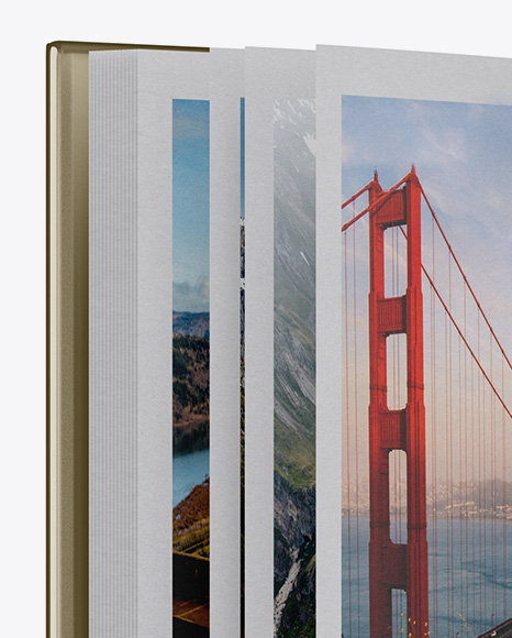 Opened Book W  Metallic Cover Mockup   Half Side View PSD #2