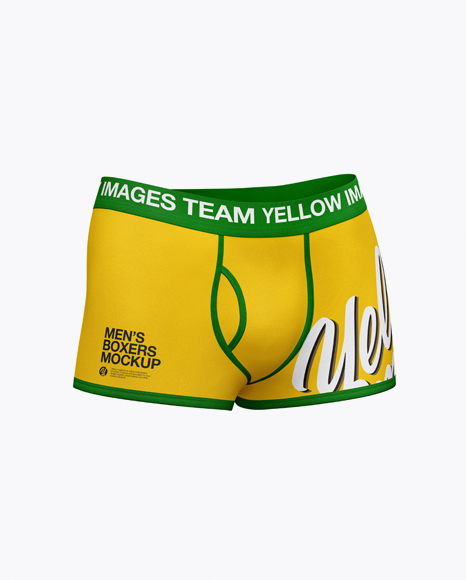 Men S Boxer Briefs Mockup Half Side View In Apparel Mockups On Yellow Images Object Mockups