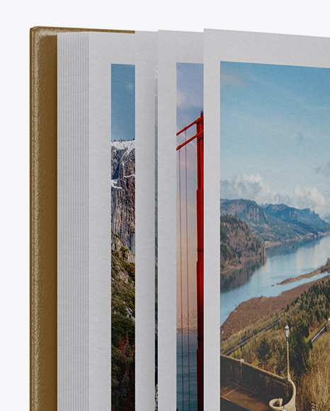 Opened Book W  Leather Cover Mockup   Half Side View PSD #2