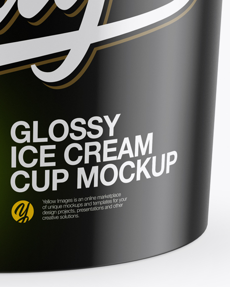 Glossy Ice Cream Cup Mockup (High Angle Shot) PSD #1